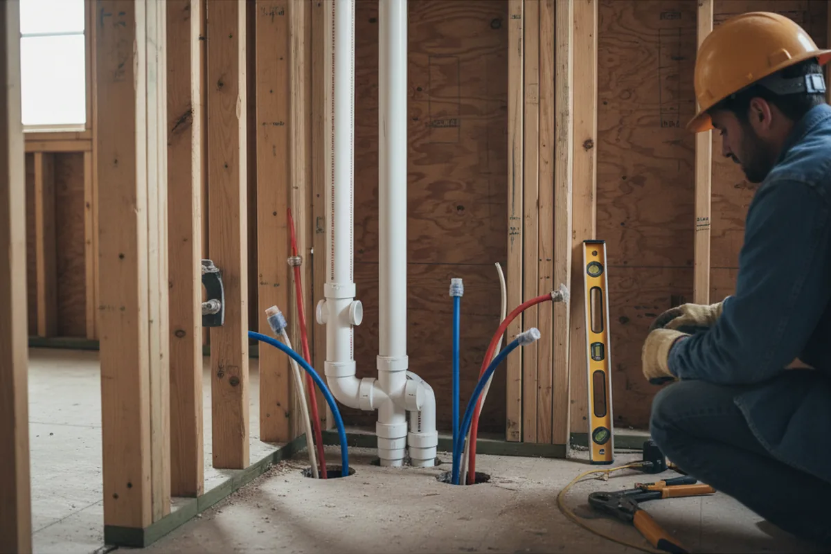 Drain and supply rough-in during Garbage Disposal Repair in Winston